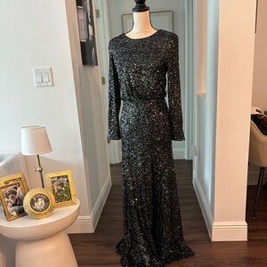 Dress the Population Black Sequin Long Sleeve Dress